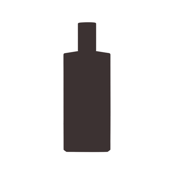 A sleek, dark brown glass bottle with a minimalist design and a narrow neck.